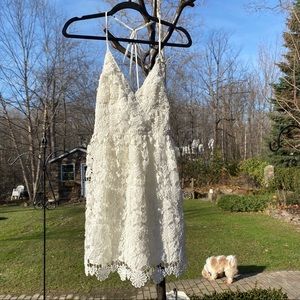NWT Hollister White Strappy Lace SunDress Small Eyelet Mini Above Knee Dress
